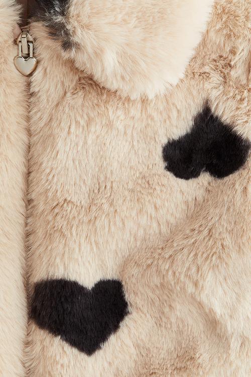 Fluffy jacket - light beige/hearts