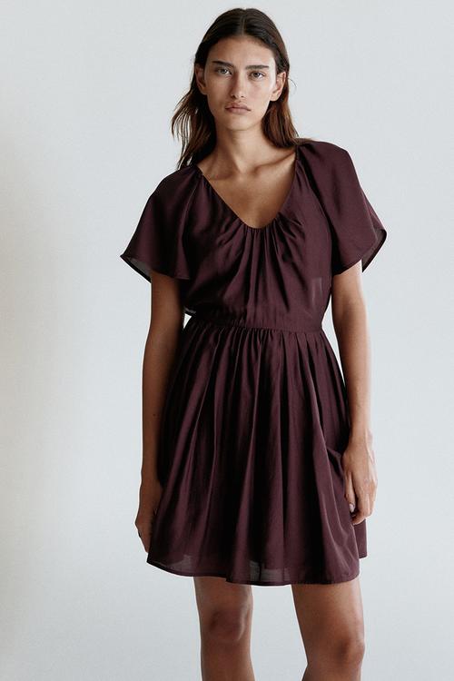Flared-skirt dress - burgundy