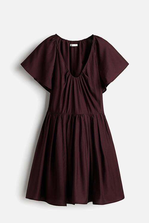 Flared-skirt dress - burgundy