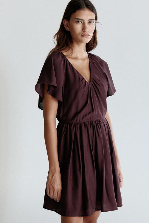 Flared-skirt dress - burgundy