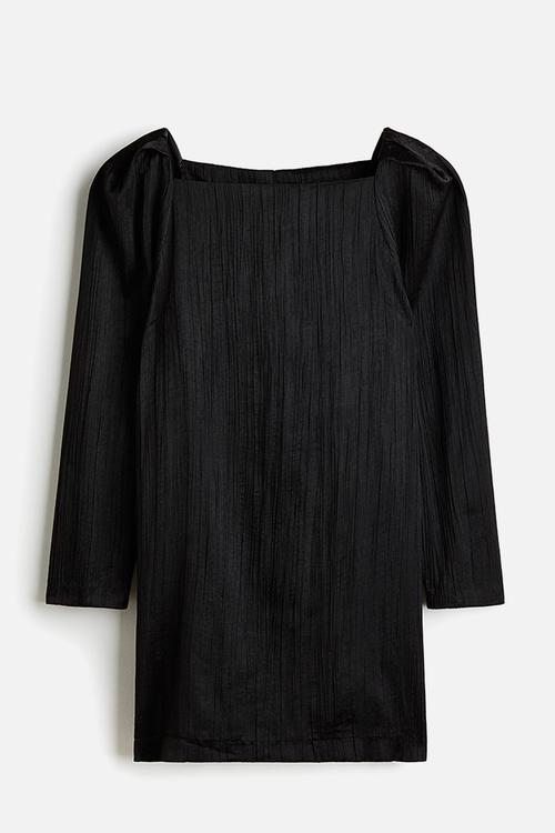 Square neck crepe dress - black