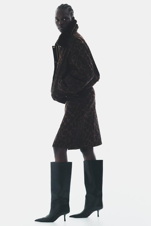 Pencil skirt - brown/leopard print