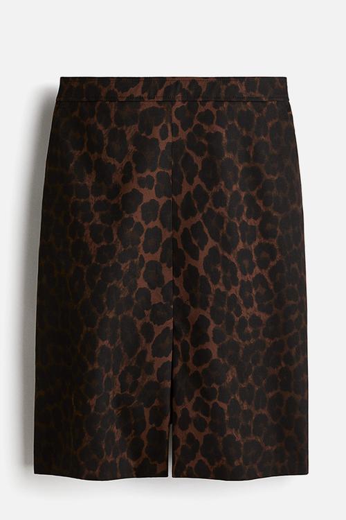 Pencil skirt - brown/leopard print