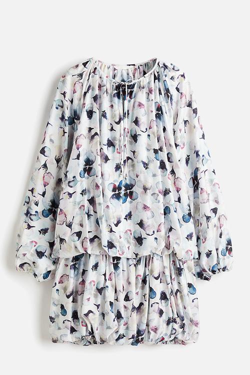 Bubble-hem dress - white/floral