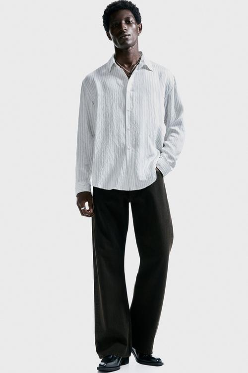 Relaxed fit shirt - white/striped
