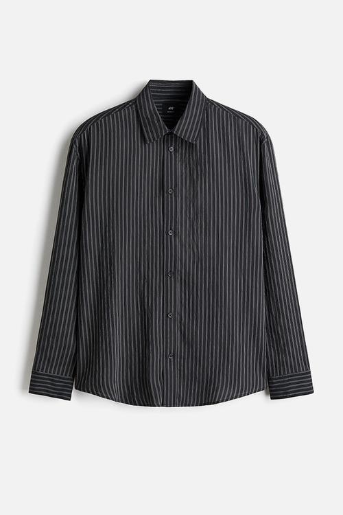 Relaxed fit shirt - black/striped