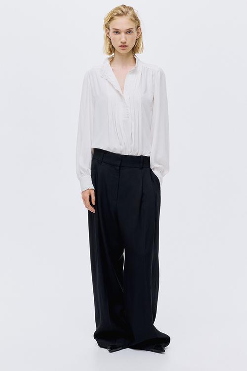 Frill-trimmed blouse - cream
