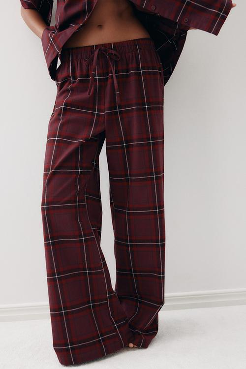 Cotton flannel pyjamas - red/checked