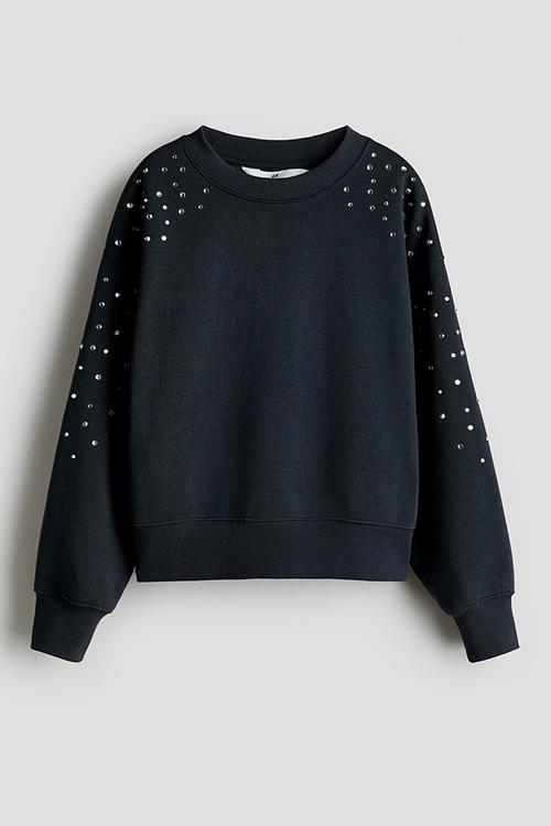 Embellished sweatshirt - dark grey/rhinestones
