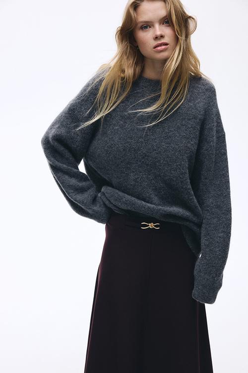 Belt-detail midi skirt - burgundy