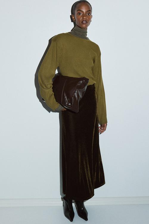 Velour skirt - dark green