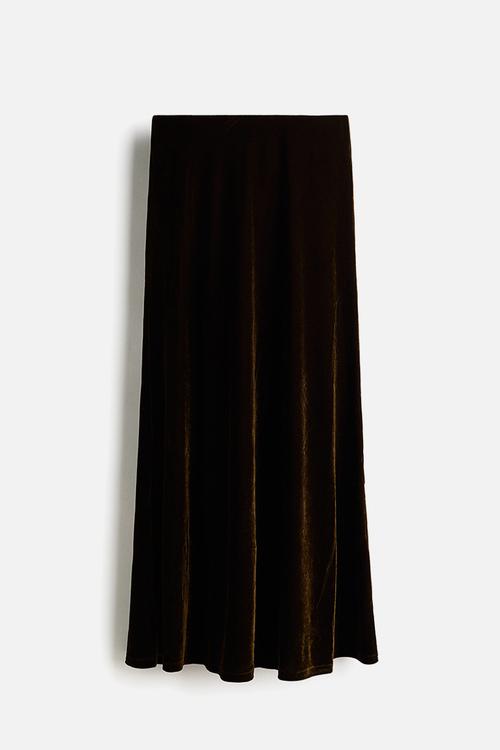Velour skirt - dark green