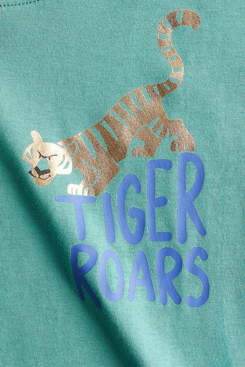 Loose-fit printed t-shirt - green/tiger