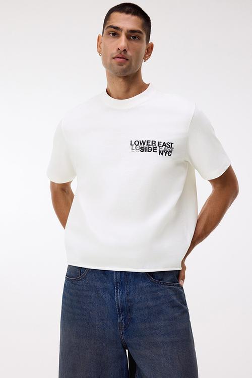 Regular fit printed cotton t-shirt - white/lower east side