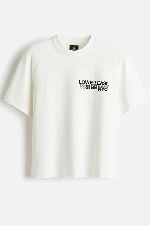Regular fit printed cotton t-shirt - white/lower east side