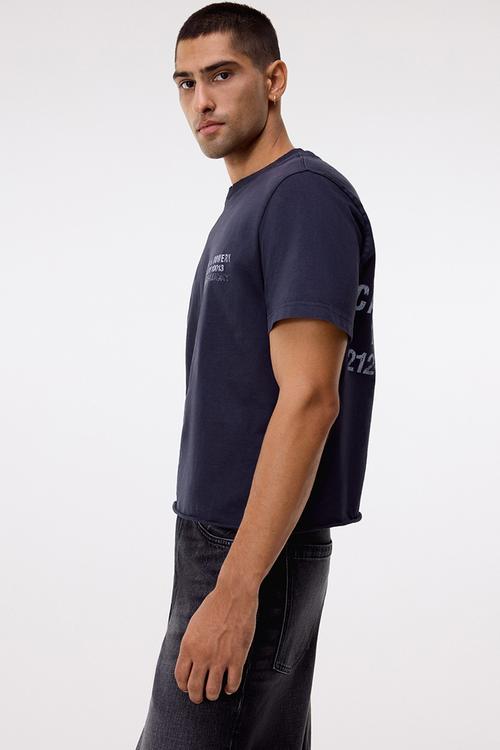 Regular fit printed cotton t-shirt - dark grey/canal & bowery