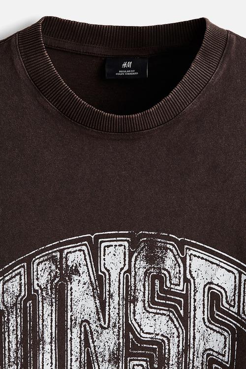 Regular fit printed cotton t-shirt - brown/sunset