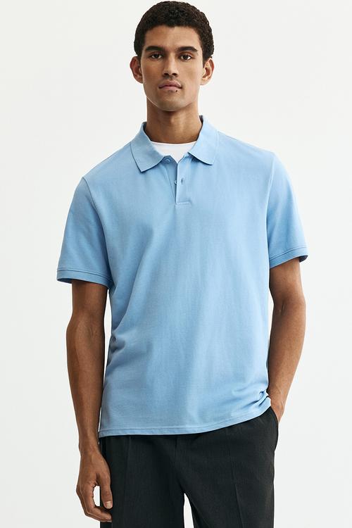 Coolmax® oversized fit polo shirt - turquoise - 1166054003