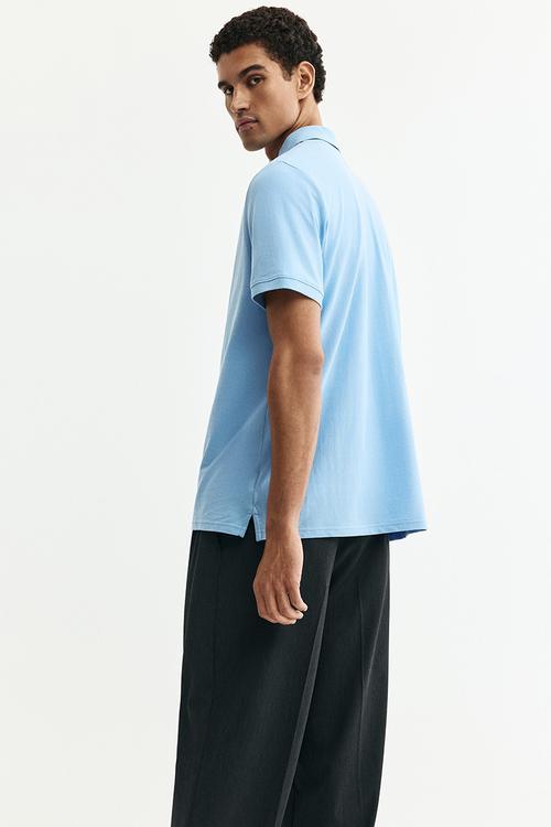 Regular fit pique polo shirt - blue