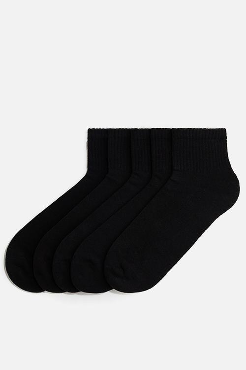 5-pack short socks with lycra - black