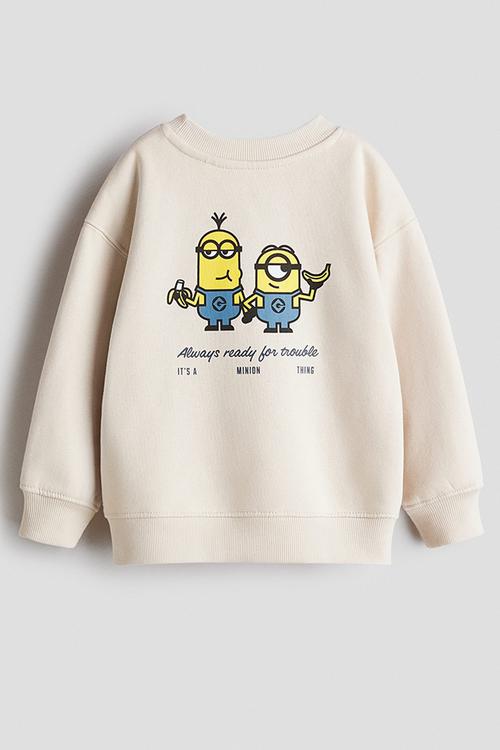 2-piece printed sweatshirt set - light beige/minions