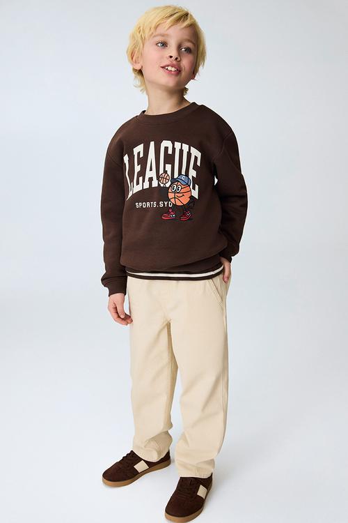 Printed brushed-inside sweatshirt - dark brown/league