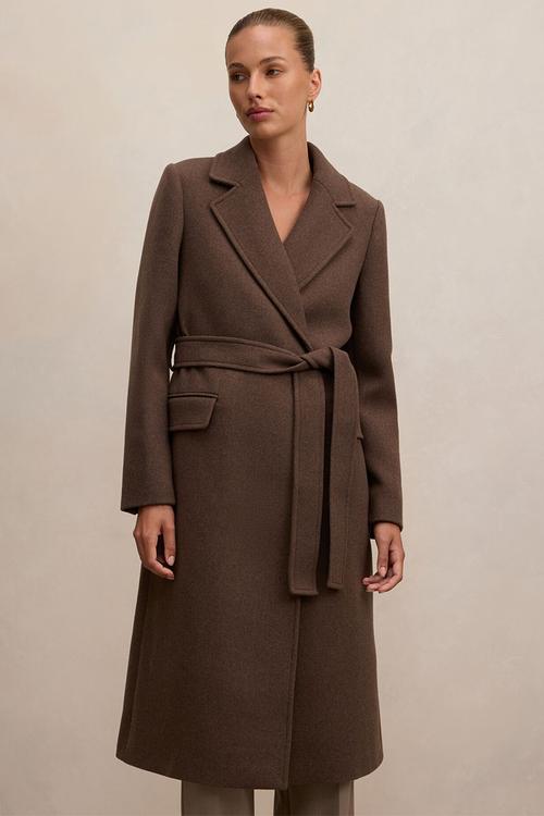 Aydee Double Breasted Coat In Mid Brown