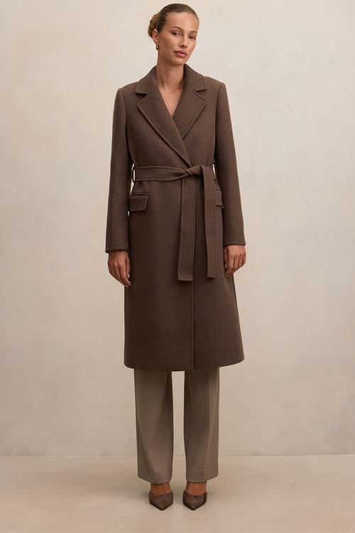 Aydee Double Breasted Coat In Mid Brown