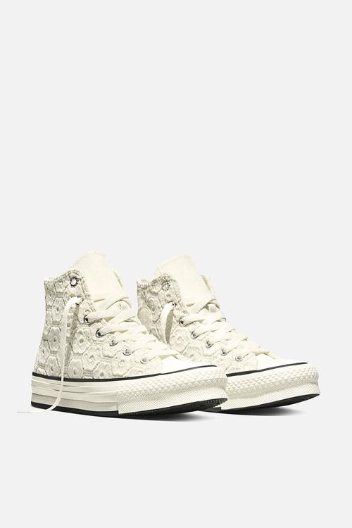 Chuck taylor all star eva lift platform floral crochet - egret