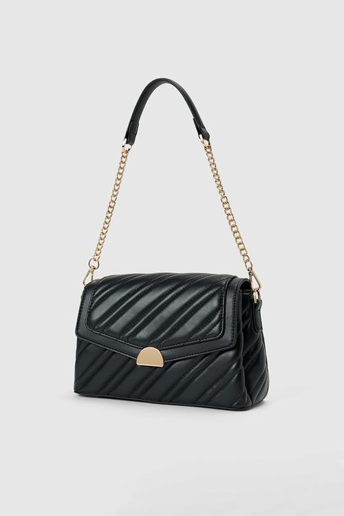 Madeline Medium Quilt Shoulder Bag In Black