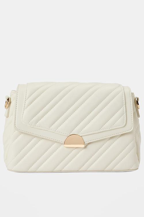 Madeline Medium Quilt Shoulder Bag In Ivory