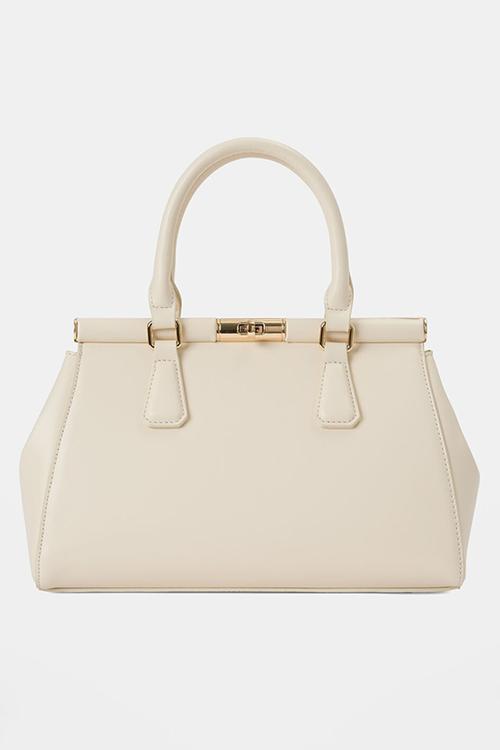 Marie Medium Lock Grab Bag In Ivory