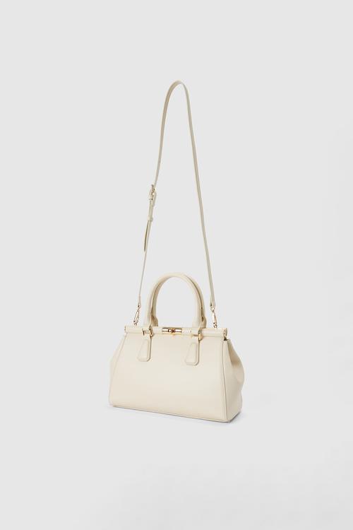 Marie Medium Lock Grab Bag In Ivory