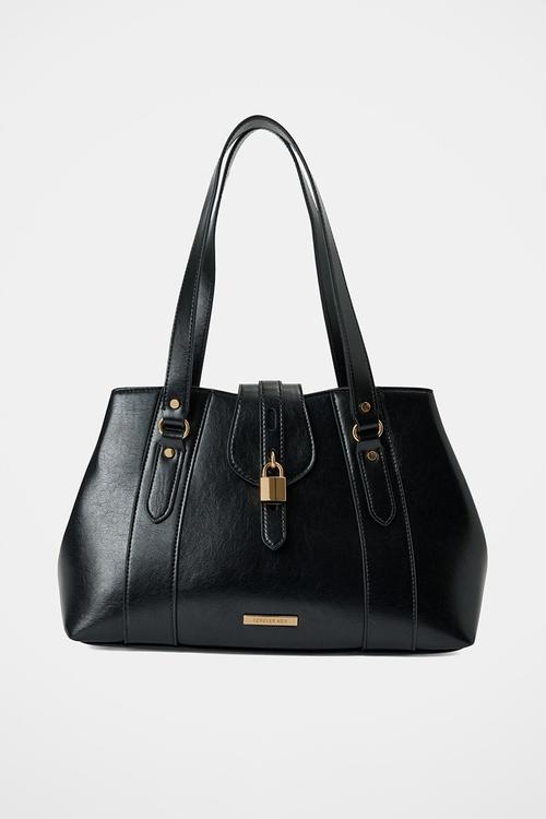 Riley Retro Lock Tote Bag In Black