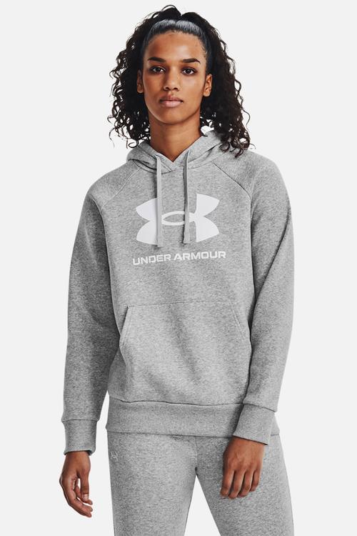 UA Rival Fleece Big Logo HD - Mod Gray Light Heather/White