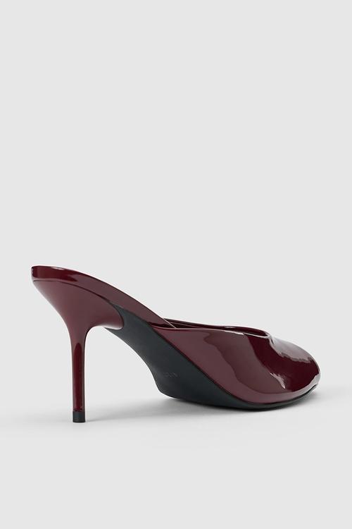 Roxy peep toe mule heel in burgundy