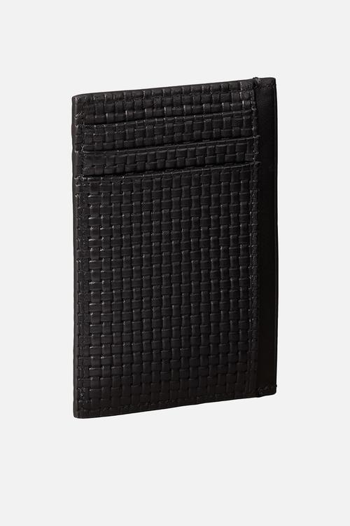 Embossed Woven N/S Card Case - Black
