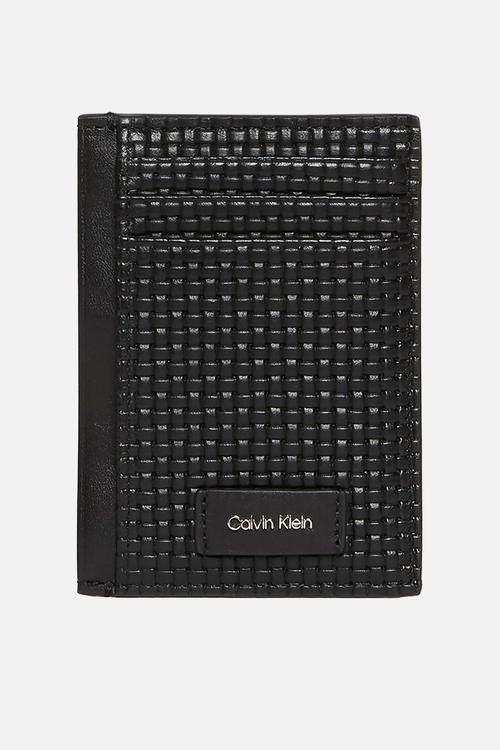 Embossed Woven N/S Card Case - Black