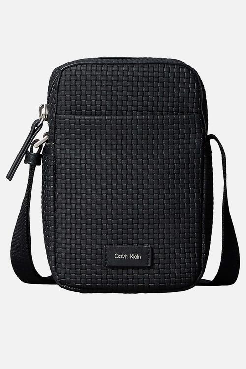 Embossed Woven Slim Reporter - Black