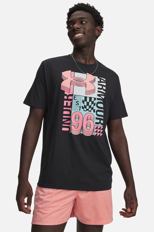 UA  LOGO COLLAGE SS Tee - Black /Posh Pink