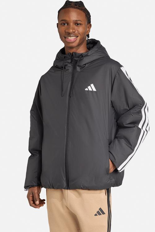 Essentials CLIMAWARM 3-Stripes Insulated Hooded Jacket - Black
