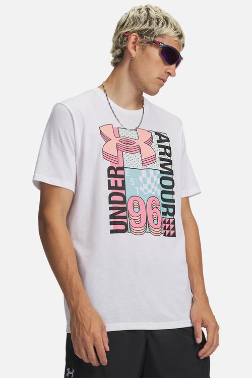 UA  LOGO COLLAGE Retro SS Tee - White/Posh Pink