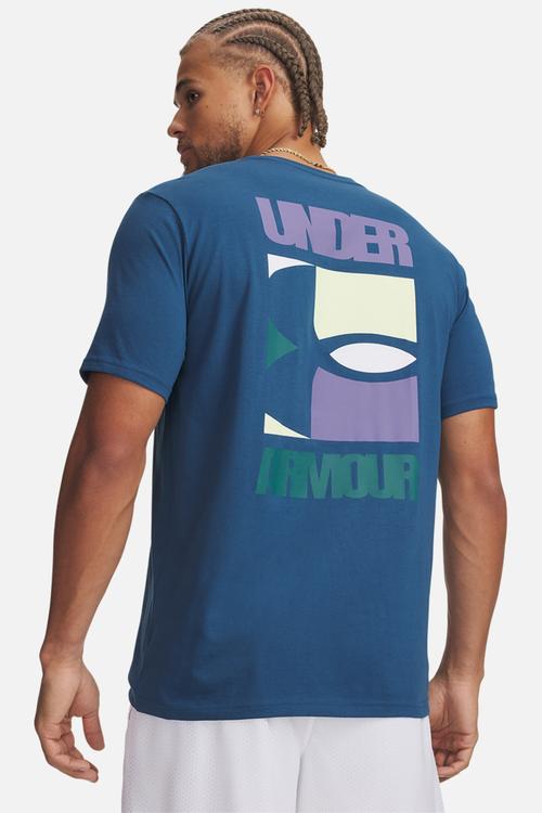 UA M BLOCK LOGO Short Sleeve  - Wham Blue /Fade Green