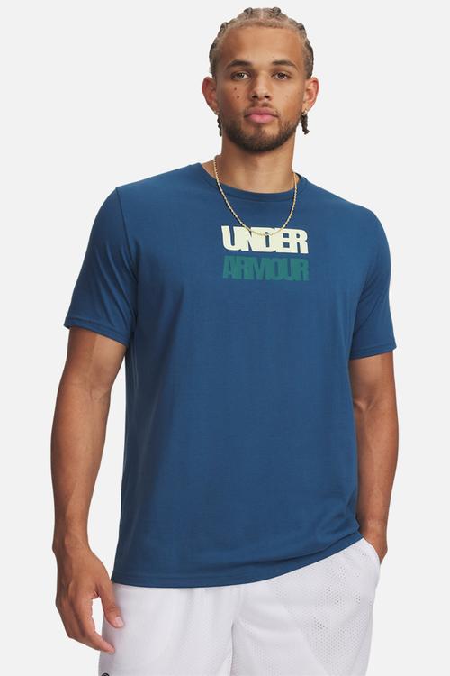 UA M BLOCK LOGO Short Sleeve  - Wham Blue /Fade Green