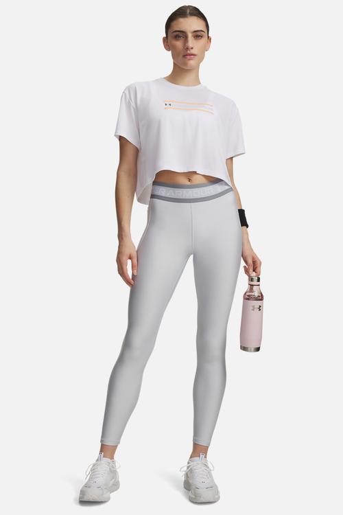 UA Tech Branded Legging - Halo Gray / Orange Bloc / White