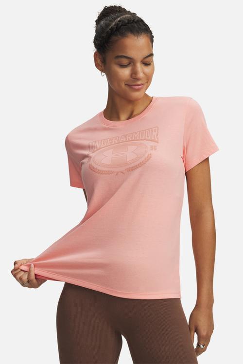UA W VARSITY SS - Posh Pink/Canyon Pink