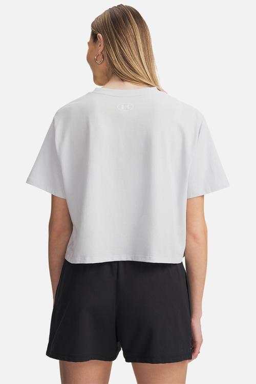 UA Rival Boxy Tee Solid - Distant Gray Medium Heather/White