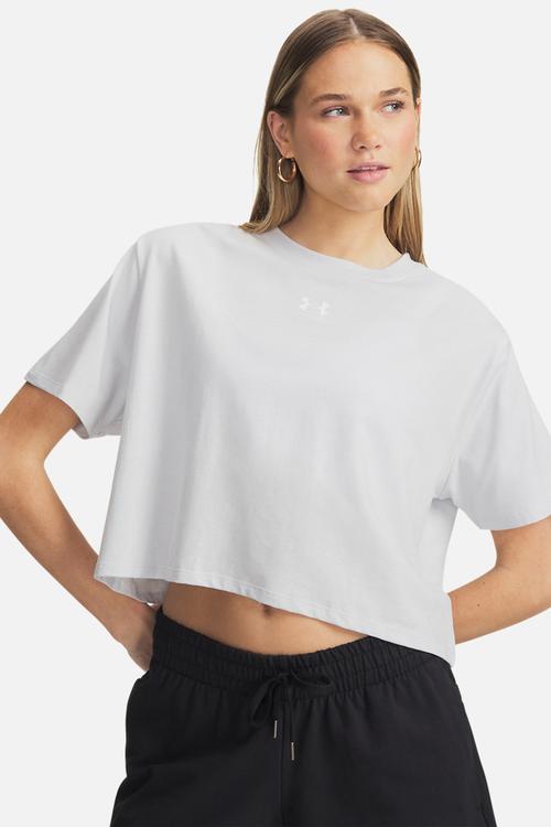 UA Rival Boxy Tee Solid - Distant Gray Medium Heather/White