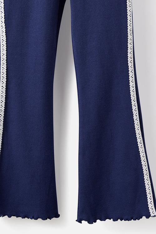 Francine Flare Pant - Denim Navy/Lace Trim