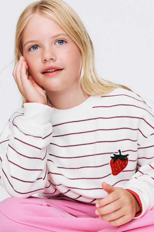 Sammy Oversized Crew - Dark Vanilla/Bordeaux Stripe Strawberry